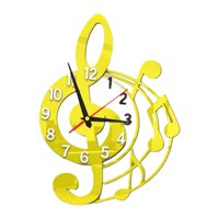 Bothyi - Reloj De Pared Con Diseño De Nota Musical, Decoración Para Dormitorio, Sala De Estar, Hogar, Dorado