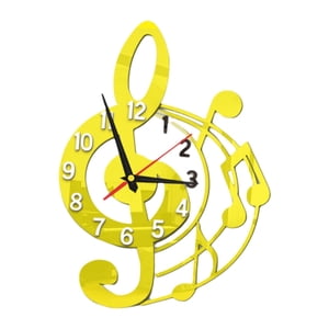 Bothyi - Reloj De Pared Con Diseño De Nota Musical, Decoración Para Dormitorio, Sala De Estar, Hogar, Dorado