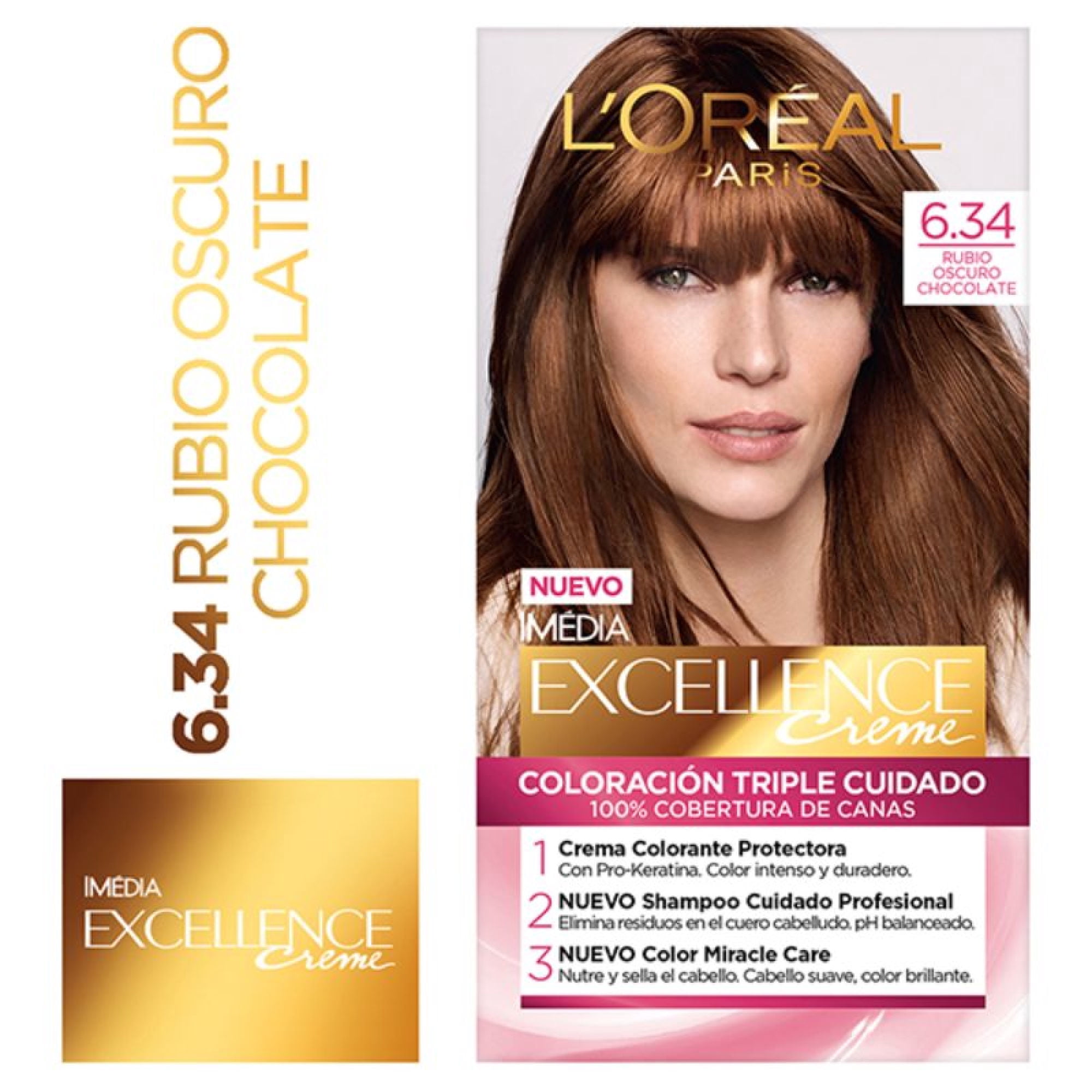 Coloración Excellence Cabello 6.34 Rubio Oscuro Chocolate