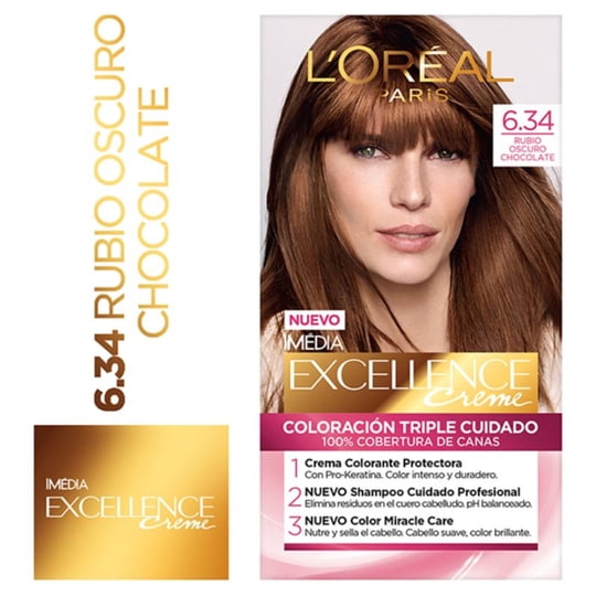 Coloración Excellence Cabello 6.34 Rubio Oscuro Chocolate