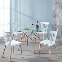 Pandalino - Comedor Mesa Redonda Elida 100Cm + 4 Sillas Windsor Blanca