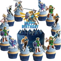 Ldakzfv - Set De Artículos Para Fiesta De Cumpleaños Zelda Con 1 Adorno Para Tarta Y 24 Adornos Para Magdalena