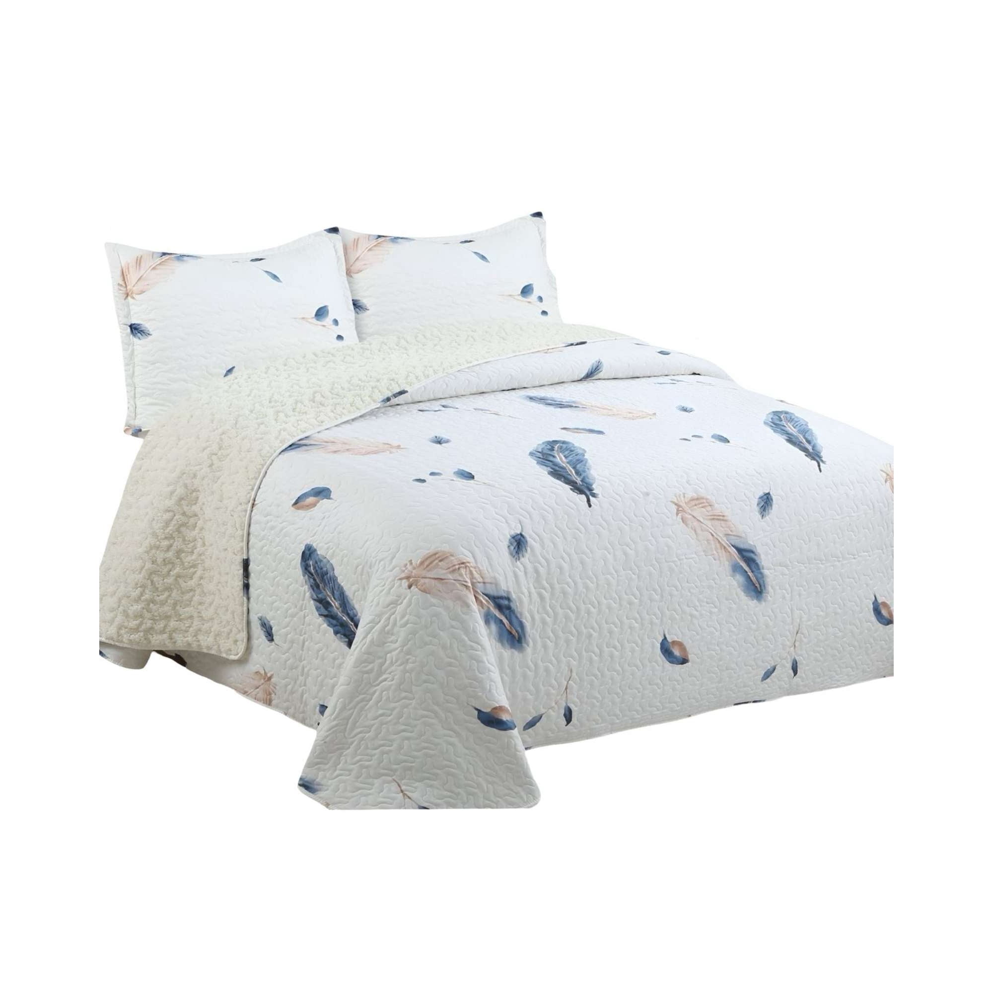 Feiya - Cubrecama Quilt Con Sherpa Plaza Y Media 180 X 230 Cm