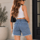 thumbnail image 3 of Short Jeans Tiro Alto Mujer Desflecado azul M, 3 of 3