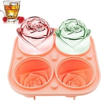 Xinqihang - Bandejas De Cubitos De Hielo Grandes De 2,4 Pulgadas Con Forma De Rosa, Molde Redondo De Silicona Fda, Sin Bpa, Para Congelador Con Tapa, Molde Para Hacer Bolas De Hielo, Para Whisky, Cócteles Y Jugo