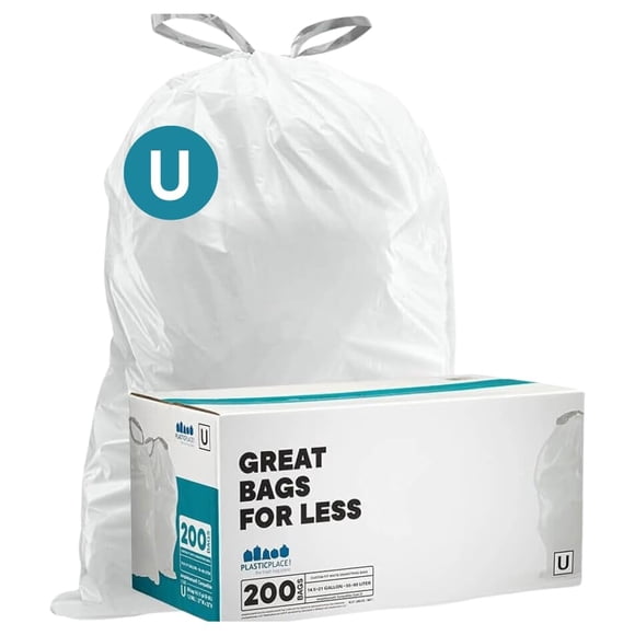Bolsas de basura Plasticplace, ajuste personalizado, simple, código U, 200 unidades