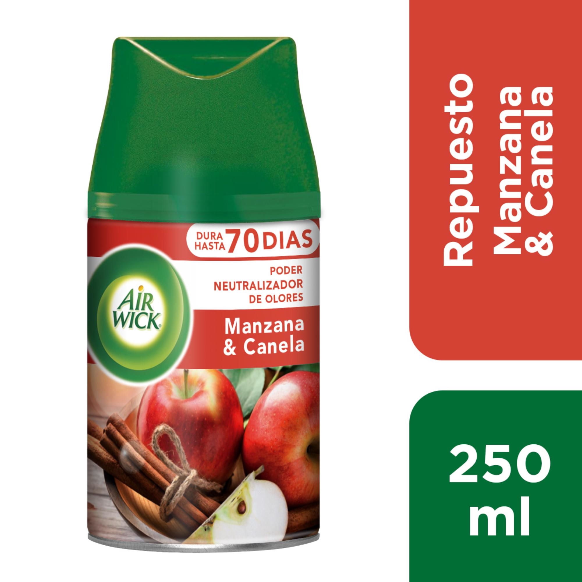 Aromatizante Ambiental Automático Freshmatic Repuesto Manzana Canela Aerosol Lata 250 ml Air Wick