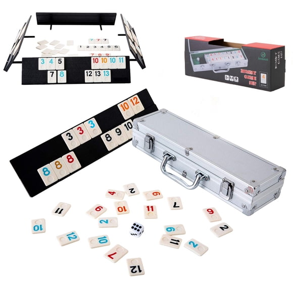 Rummy Game Homwom 106 fichas con caja de aluminio y 4 bandejas