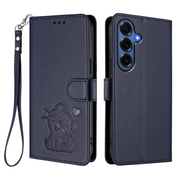 Funda Volteable con Diseño de Gato para Samsung Galaxy S26 Plus, Azul