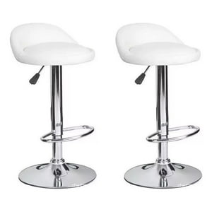 Genérico - Pack 2 Silla Bar Altura Regulable Taburete Respaldo Blanco