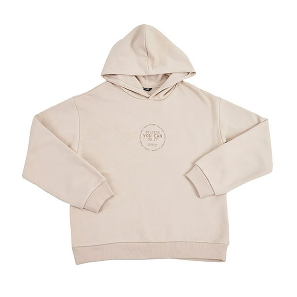 Poleron Niño Teen Hoodie Back Print Beige Corona
