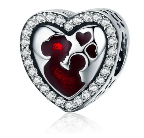 Genérico - Charm Dije Plata 925 Corazón Mamá E Hijo