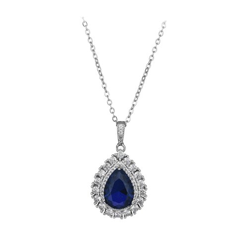 Magideal - Collar Con Colgante De Gota Para Mujer, Joyería Novedosa, Collar De Compromiso Azul