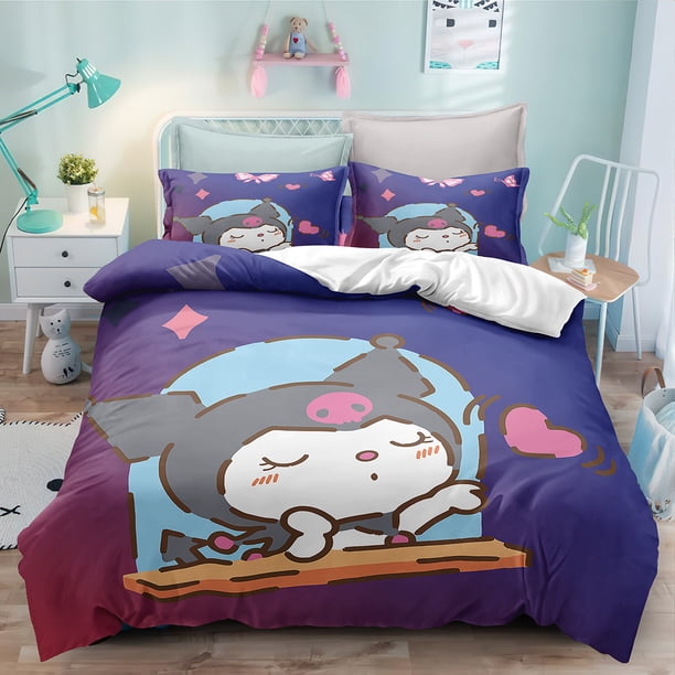 Ku-romi 3 Pcs Comforter Set with 2 Pillowcases,Kuro-mi Bedding Set Sheet Set for Kids Adults,All Season Lightweight