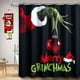 thumbnail image 1 of 1pc Premium Quality Christmas Fabric Shower Curtain Set - Fun and Festive Red and Green Design for Bathroom Decoration and Door Curtain - Heavy Duty and Durable, 1 of 4