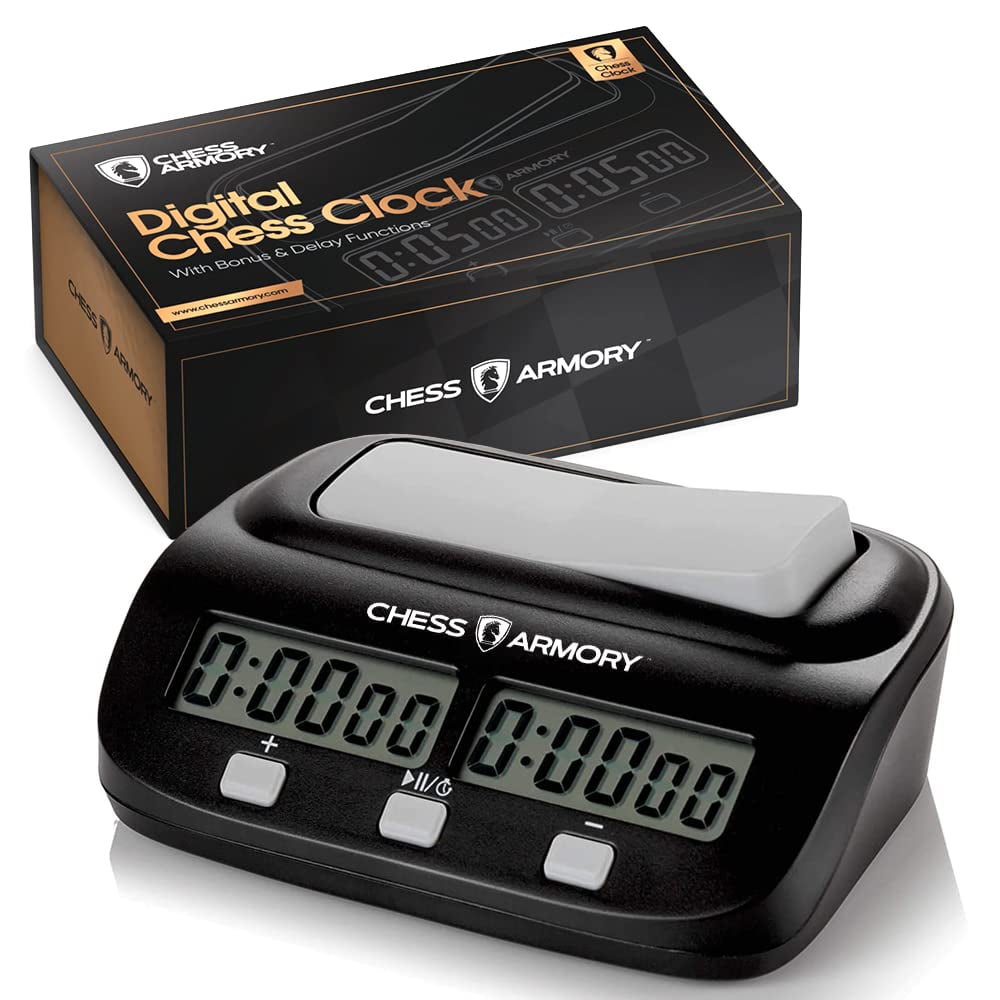 Reloj De Ajedrez Digital Chess Armory, Temporizador Portátil Con Tiempo Extra