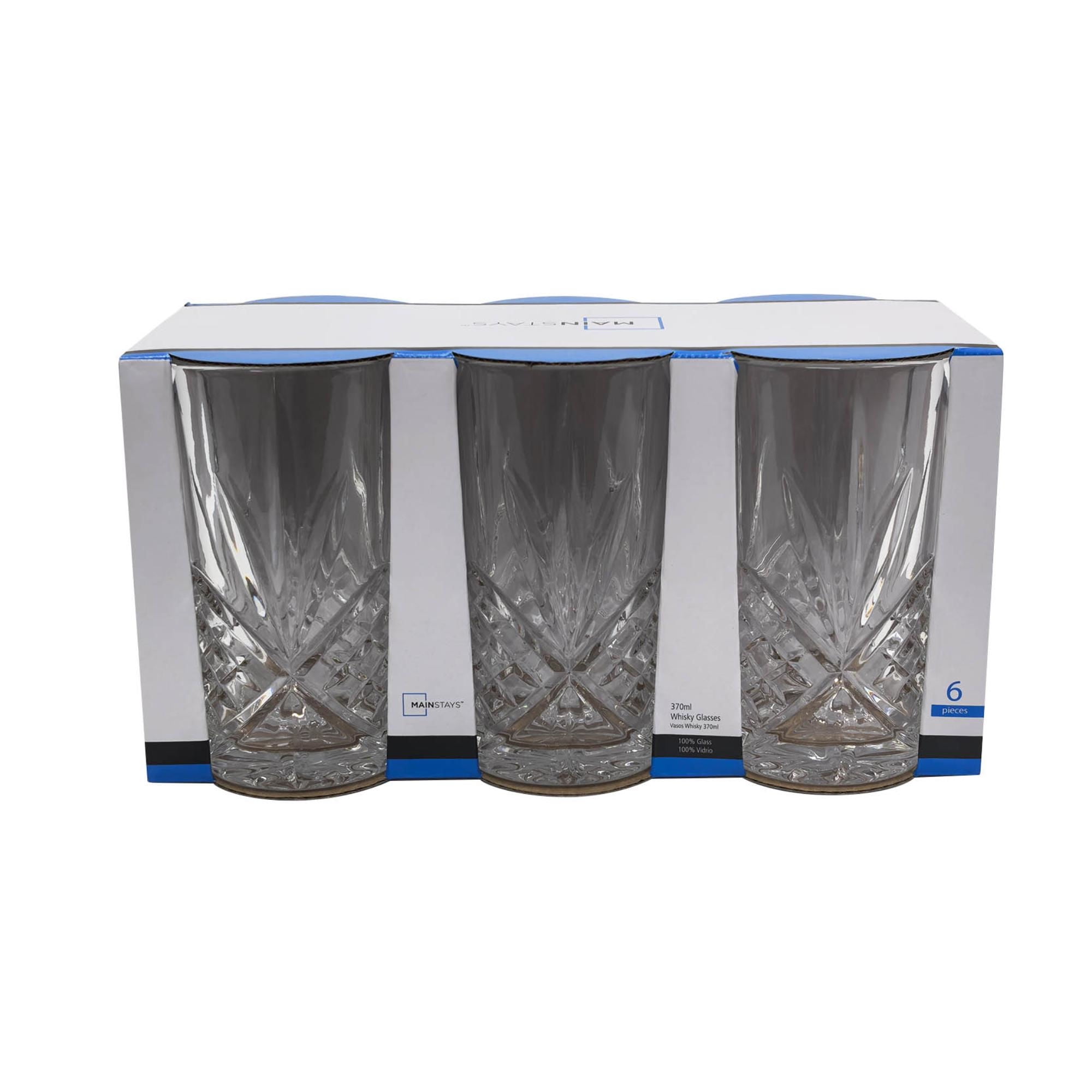 Mainstays - Vaso Whisky Alto 370ml 6 Piezas 25ch07 Vidrio Transparente