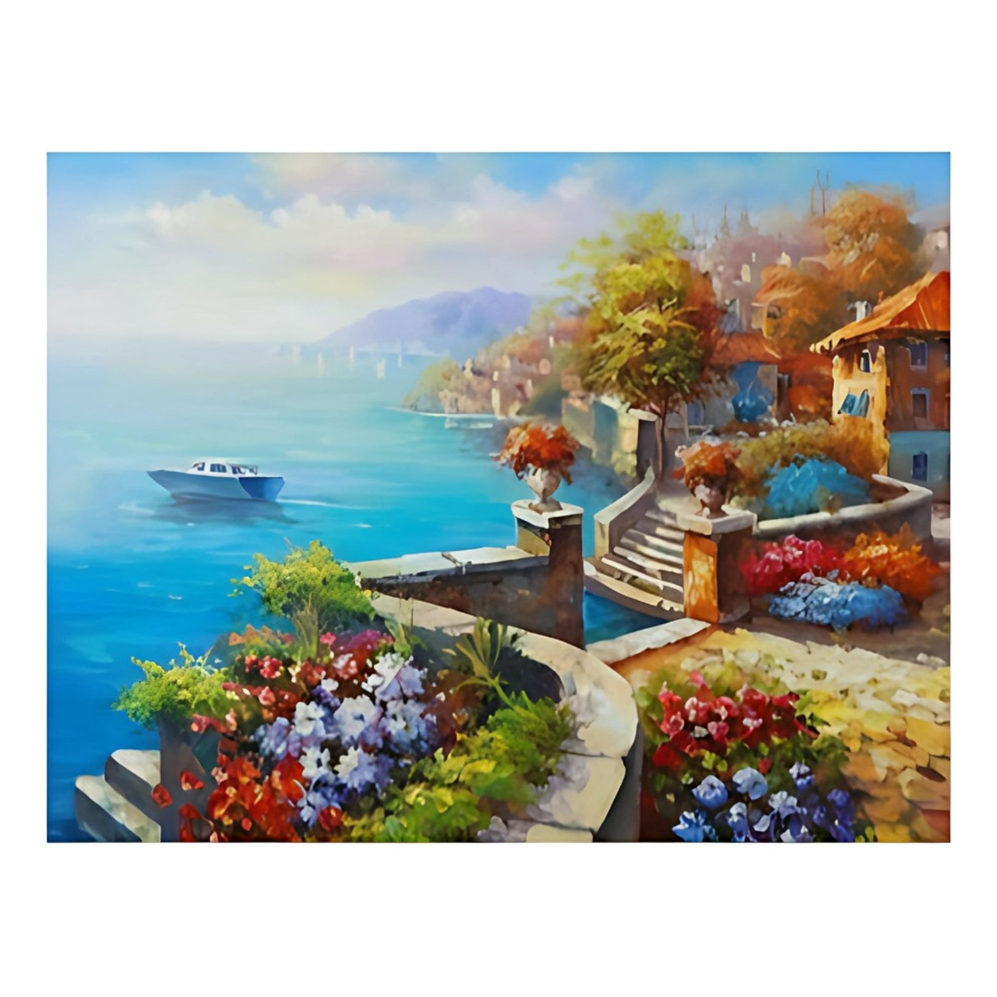 Genérico - Cuadro Pared Decorativo Balcones Paisaje Mediterráneo Jhn