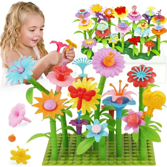 Juguete de construcción de jardines con flores, IQkidz, de 3 a 6 años, 153 unidades