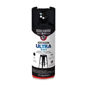 Pintura En Aerosol Ultra 5 En 1 340Grs Negro Satinado - Rust Oleum