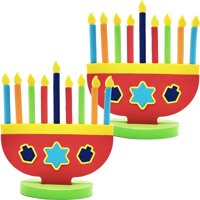 The Dreidel Company - Paquete De 2 Menorá De Juguete De Espuma Para Janucá Con Velas Extraíbles