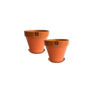 Mestiza - Set De 2 Maceta Kony 15Cm Terra Mandarina Y Sus Platos