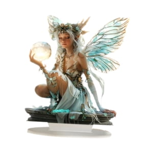 Magideal - Adorno De Escritorio Con Base De Hada 2D, Regalo De Cumpleaños, Decoración Del Hogar, Arte Acrílico, Artesanía Para Oficina, Comedor Y Dormitorio