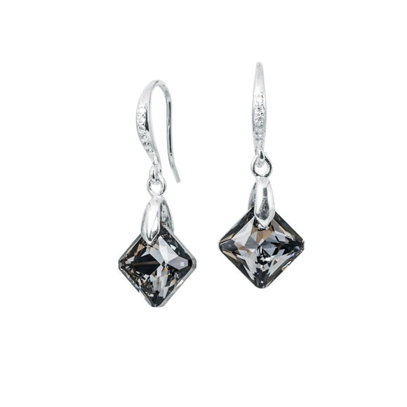 Aros Cristina Plata Italiana 925 y Cristal Genuino Silver Night