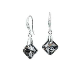 Joyas Montero - Aros Cristina Plata Italiana 925 Y Cristal Genuino Silver Night
