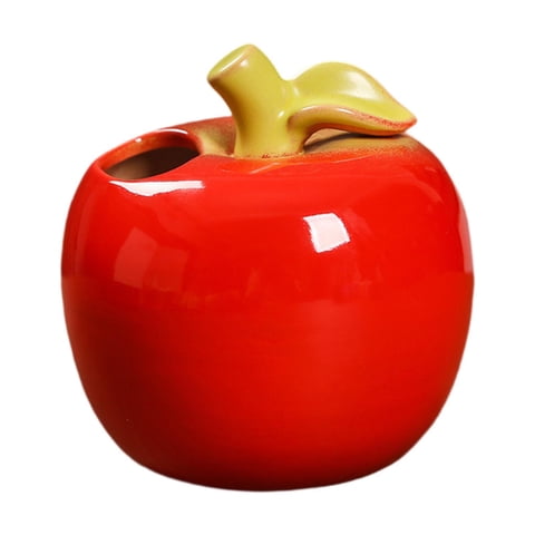 Magideal - Jarrón De Cerámica Con Forma De Fruta Para Flores, Jarrón De Propagación, Centro De Mesa, Flores Secas, Decoración Del Hogar, Decoración Moderna De Manzana Roja