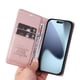 thumbnail image 3 of Funda Billetera de Cuero para iPhone 17 Pro Max con Tarjetero y Soporte - Tapa Magnética Rosa, 3 of 5