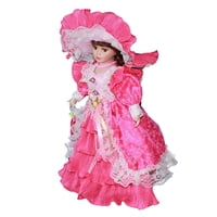 Magideal - Muñeca De Cerámica Con Vestido, Figura De En Miniatura, Hermosa Mujer Para Adorno, Decoración De Escritorio De Cumpleaños, Regalo Para Niños Rosa