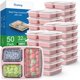 thumbnail image 1 of Envase de alimentos Dealusy 950 ml 3 compartimentos 50 unidades rosa, 1 of 7