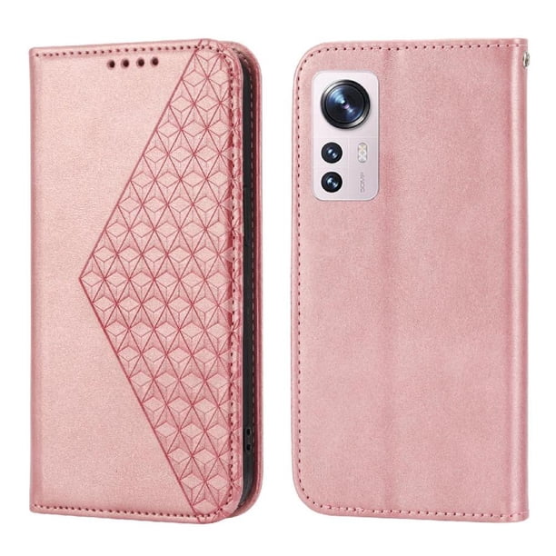 Funda Flip FOXDOCK para Xiaomi 12 Pro , Estilo Billetera con Diseño Rombo, Correa de Mano y Soporte, Uso Diario
