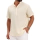 thumbnail image 1 of INSPIRE CHIC Regreso a Clases Camisa Henley para Hombre Cuello Mao Manga Corta Camisa de Lino 2XL Beige, 1 of 5