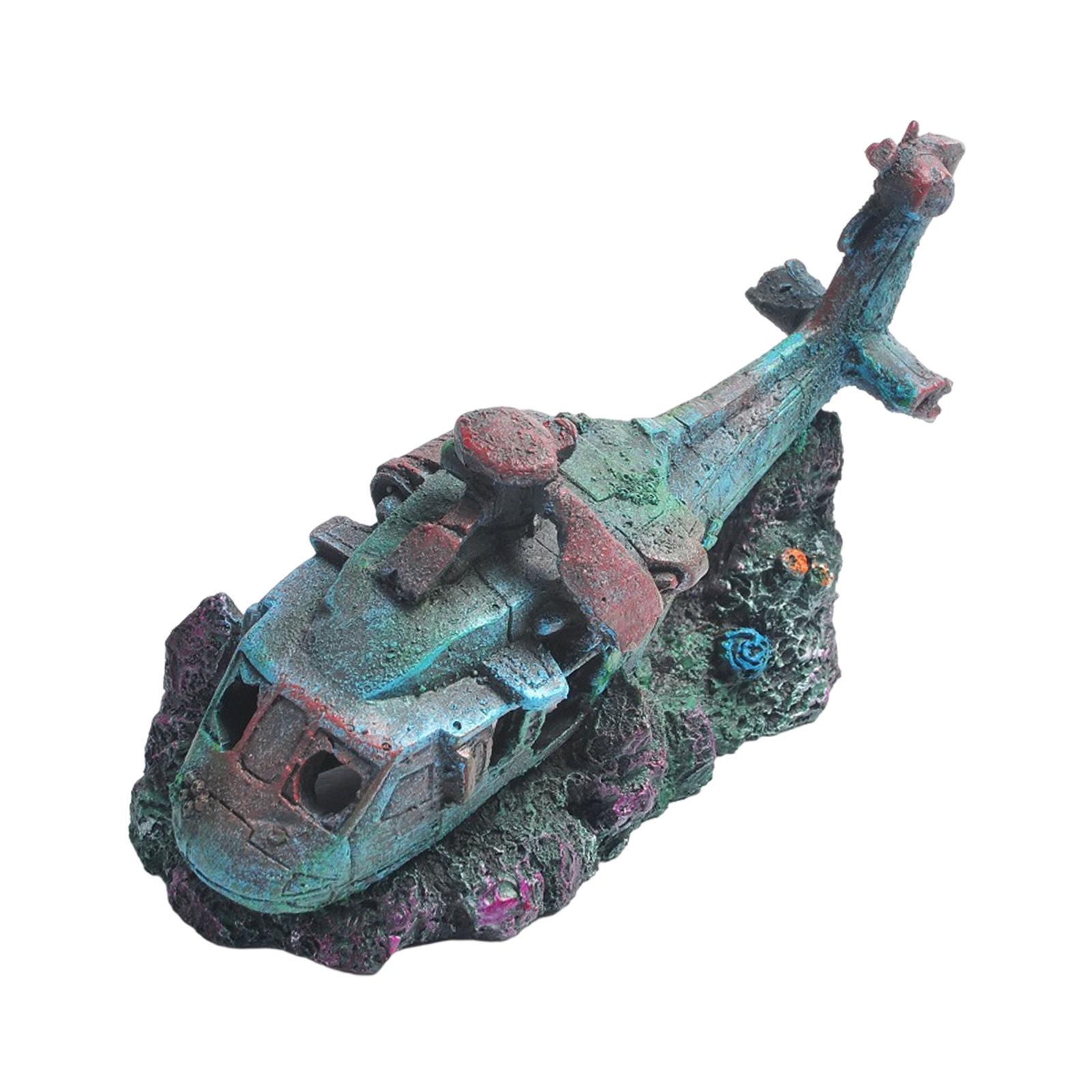 Ioensy - Resina Avión De Combate Naufragio Pecera Decoración Pecera Adornos Hábitat