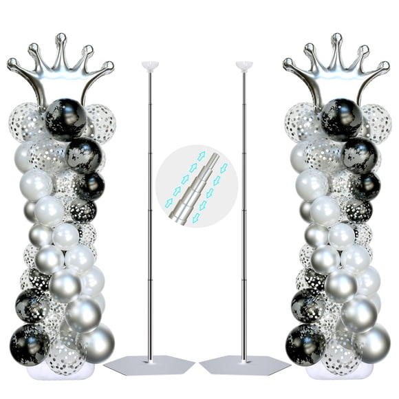 Soporte Con Forma De Arco Para Globos 7 Pies De Altura Ajustable Plateado
