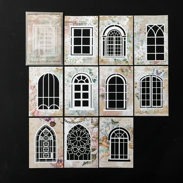 10pcs Dreamy Flower Window Series - Vintage Background Paper for DIY Diary Labels & Decoration