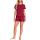 thumbnail image 2 of INSPIRE CHIC Conjuntos de Pijama para Mujer, Camiseta de Manga Corta con Cuello Redondo y Shorts con Volantes, Conjunto de 2 Piezas para Estar en Casa con Bolsillo M Rojo, 2 of 6