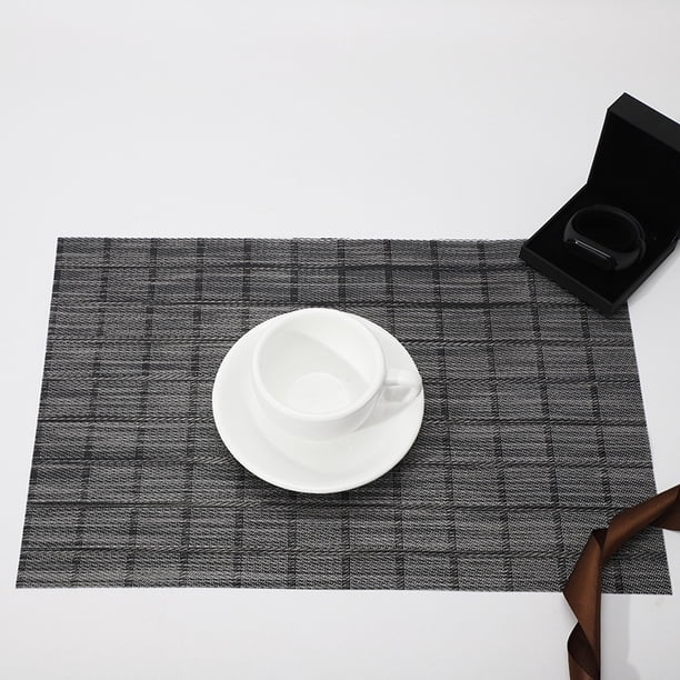 XmhyTop Juego de 6 Manteletes Individuales para Mesa, Hechos de PVC Resistente, Antideslizantes y Termorresistentes, Ideal para Hogares, Restaurantes y Cocinas, Estilo K, 45*30cm, Negro