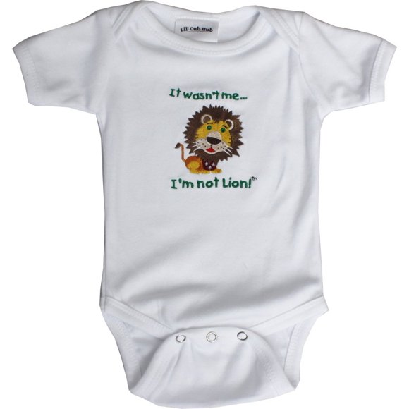 Pelele para bebé Lil' Cub Hub León de manga corta 0-3 meses, blanco
