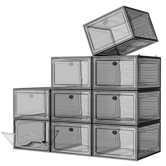 Organizador De Cajas Para Zapatos Con 7 Códigos Tamaño Grande Transparente Negro Paquete De 9