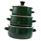 thumbnail image 3 of Olla De Esmalte De 3 Piezas Con Tapa, Resistente, Para Cocinar A Fuego Lento, Para Uso Doméstico O Restaurante, Color Verde, 3 of 5
