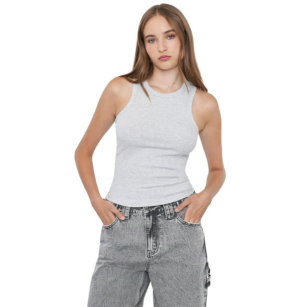 Polera Mujer Sin Mangas Desgaste Gris Corona