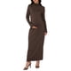 thumbnail image 1 of INSPIRE CHIC Vestido de Maternidad de Manga Larga con Cuello Alto y Fruncido Lateral de Punto Ajustado 2026 Vestidos de Embarazo para Otoño Invierno S Marrón, 1 of 6