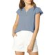 thumbnail image 5 of INSPIRE CHIC Blusa Sólida para Mujer Cuello en V con Volantes Manga Corta Ligera para el Trabajo XS Gris Oscuro Azul, 5 of 6