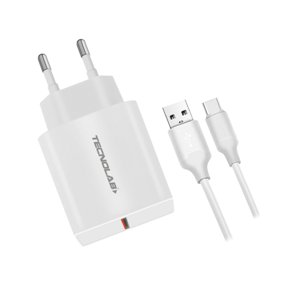 Cargador Rápido Qc 3.0 + Cable Usb A Usb-C Tl046W Tecnolab
