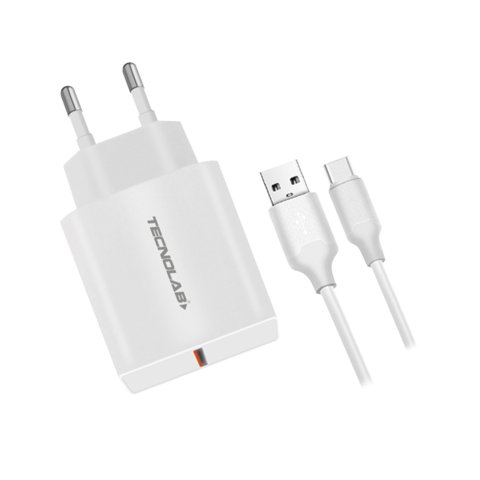 Cargador Rápido Qc 3.0 + Cable Usb A Usb-C Tl046W Tecnolab