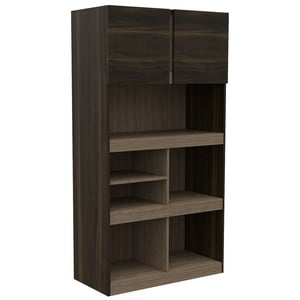 Fmfurniture - Librero 2 Puertas 7 Repisas Fm-012O Café Oscuro