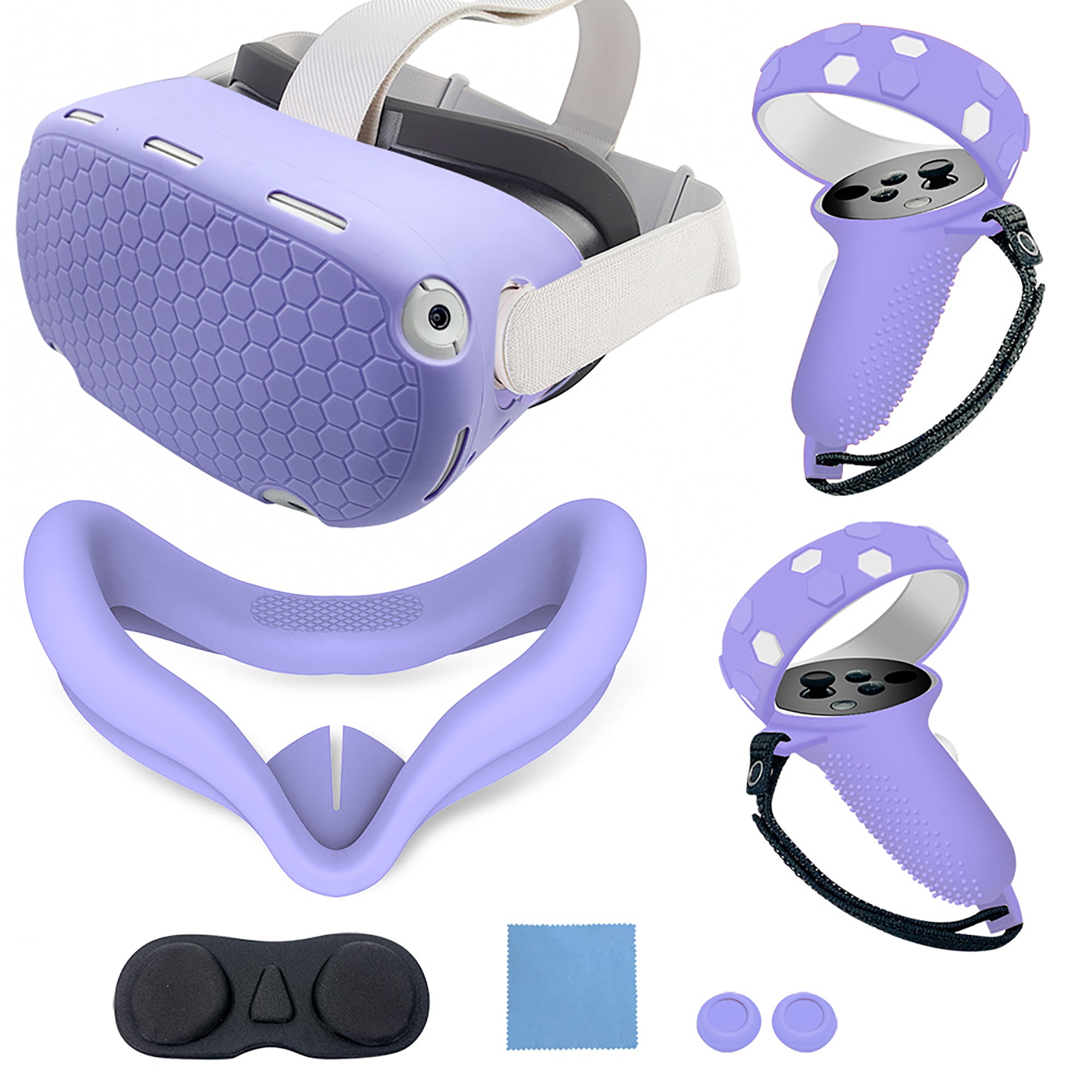 Genérico - Juego De Fundas De Silicona Para Quest 2, Funda Protectora De Vr Que Incluye Funda Frontal Y Funda De Agarre Para Controladores, Funda Para La Cara, Funda Protectora De Lentes